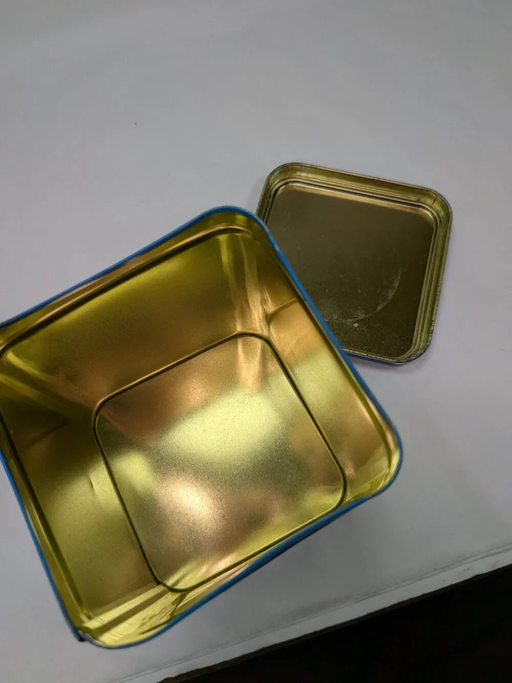 Vintage British Tea Metal Tins Collection 2pc Green & Gold Farmhouse Kitchen